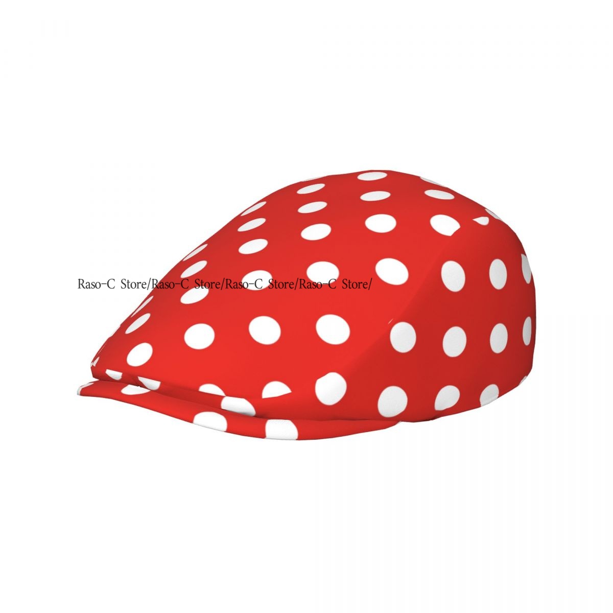 Newsboy Cap Ivy - หมวกแก๊ปทรงแบนสำหรับผู้ใหญ่แบบยูนิเซ็กส์ ลายจุดสีขาวบนพื้นหลังสีแดง สไตล์นิวส์บอย หมวกแฟชั่นลำลองแนวสตรีทแวร์ เหมาะสำหรับขับรถ