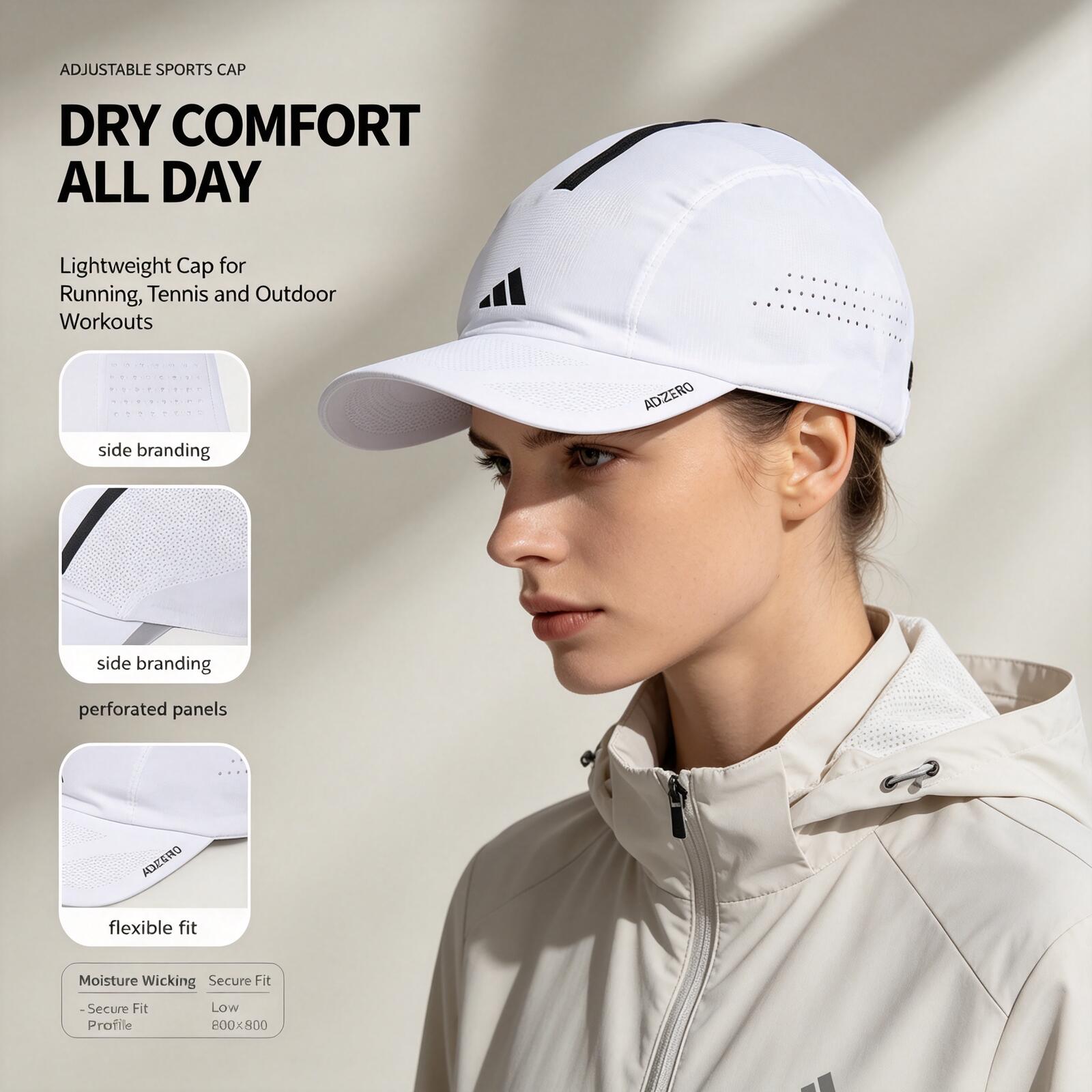 หมวกวิ่ง Adidas สีขาว น้ำหนักเ - Running Cap Lightweight บทวิจารณ์และราคา