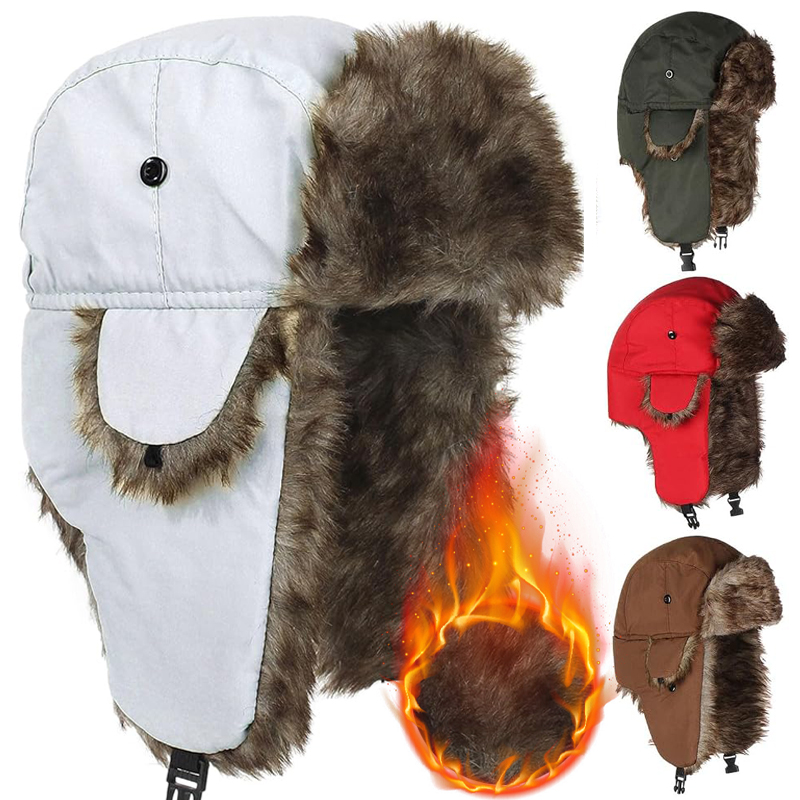 หมวกกันหนาวสำหรับผู้ชาย หมวกนั - Trapper Hat Ear Flap บทวิจารณ์และราคา
